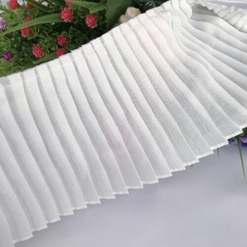 1 Meter Chiffon Pleated Lace Trim DIY Apparel Sewing Fabric Dress Clothing Shirts Home Textile Decoration Lace Ribbon 11cm Width