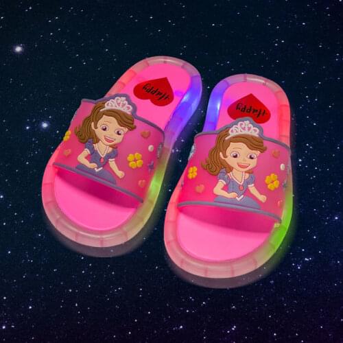 2021 Summer Girls Boys Luminous Slippers Children Soft PVC Shoes Toddler Kids Home Sandals Comfortable Baby Slides pink shoes