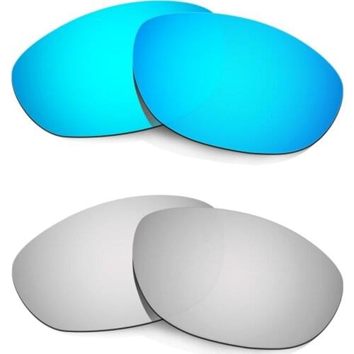 HKUCO For Monter Dog Sunglasses Replacement Polarized Lenses 2 Pairs - Blue & Silver