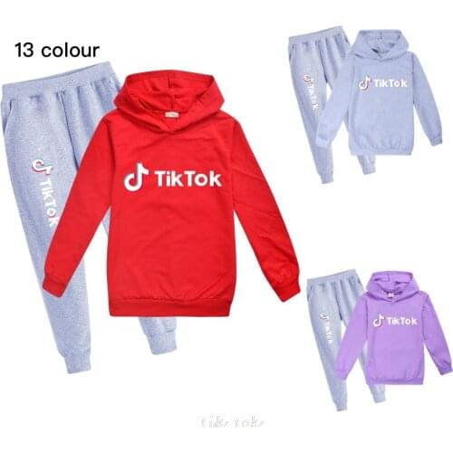 New Tik Tok Between 2-15 Years Children Boy Hoodie Cartoon Pullover Girl Fashion Trouser Suit Kids Long Sleeve Sweatshirt