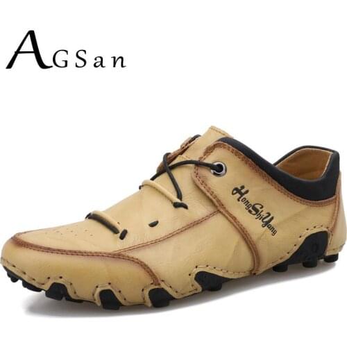 Men Shoes Big Size 47 48 Casual Shoes Genuine Leather Flats Driving Shoes Beige Fashion Male Outdoor Shoes Waterproof Footwear