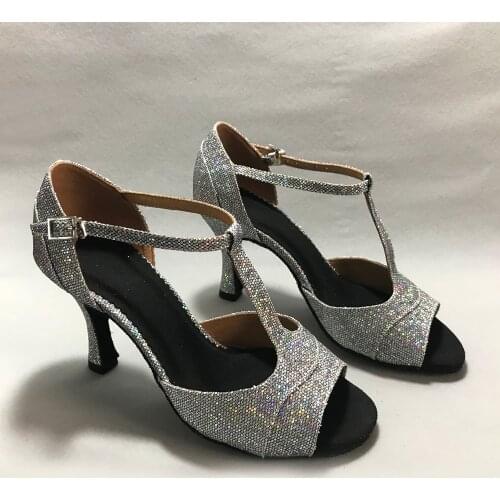 8.5cm heel Latin Dance Shoes For women Salsa shoes pratice shoes comfortable latin shoes MS6239SG low heel high heel available