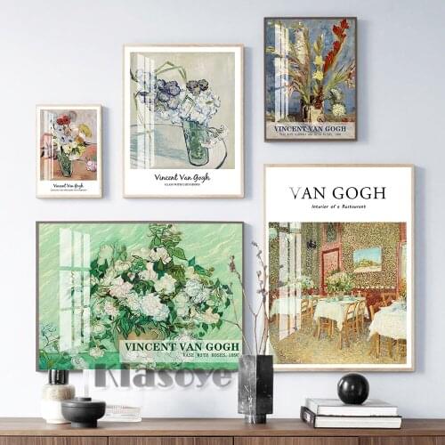Van Gogh Vintage Prints Art Poster Exhibition Museum Canvas Painting Retro Home Decor Living Room Wall Stickers Picture Gift