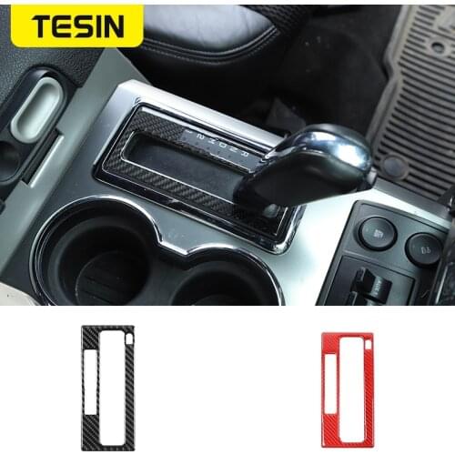 TESIN Car Stickers for F150 2009-2014 Carbon Fiber Car Gear Shift Decoration Cover Accessories for Ford F150 Raptor 2009-2014
