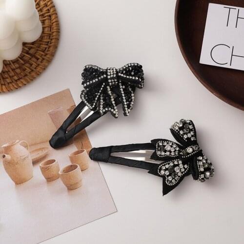 Hair Clips for Women Fashionable Crystal Bow Hairpin Simple Geometry Hair Accessories for Girls Jewelry Wholesale