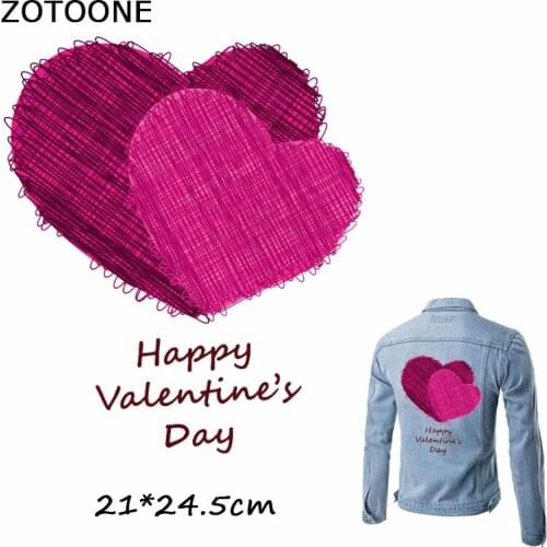 ZOTOONE Happy Valentines Day Double Sweet Heart Patchesfor Clothing Iron on Transfer DIY Thermo Stickers on Clothes Applique E