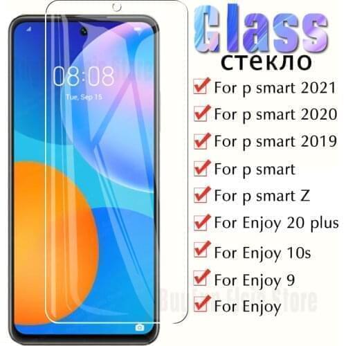 1/2PCS Tempered glass on the for huawei p smart 2021 2020 pro plus 2019 Z Enjoy 20 plus 10s 9 film screen protector glass