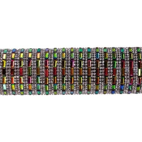 1Sheet Multicolours DIY Hot Fix Motif Rhinestone Strass Crystal Beaded Applique Iron on Stickers Clothing Decorative Accessories