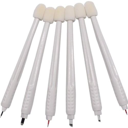 10 Caneta Tebori Descartavel Microblade Sterilized Disposable Pen with 14/Double line 15/18u Needle Blade