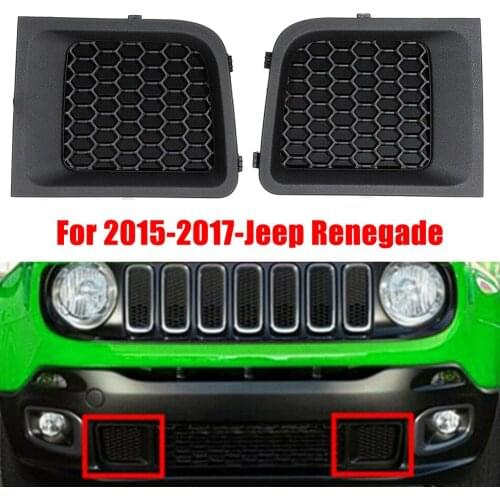 2PCS Left / Right Car Front Bumper Lower Mesh Grill Cover Trim For 15-17 Jeep Renegade Bumpers