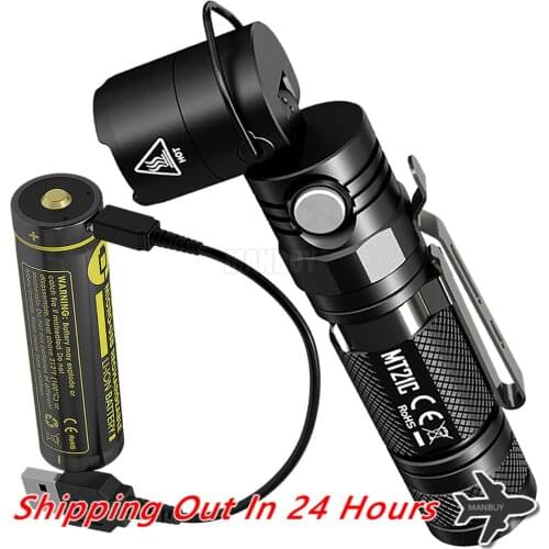 2020 NITECORE MT21C with USB Port Rechargeable 18650 Battery 90Degree Adjustable LED Flashlight Outdoor EDC Torch FREE SHIPPING