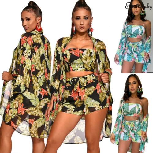 3pcs Women Sexy Bikini Sets 2020 Sexy Ladies Bandeau Swimsuit High Waist Swimwear With Cover Up Female Bathing Suit Beachwear XL