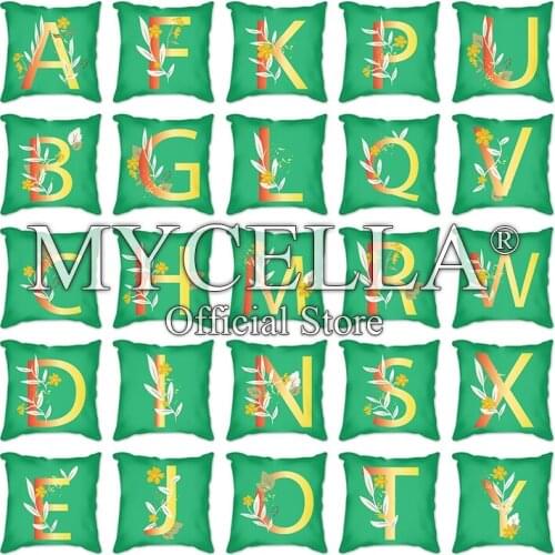 45×45cm Green Pillowcase Throw Cushion Pillow Cover Printing Cushions Pillow Case Bedroom Office 26 leaf English letters Decor