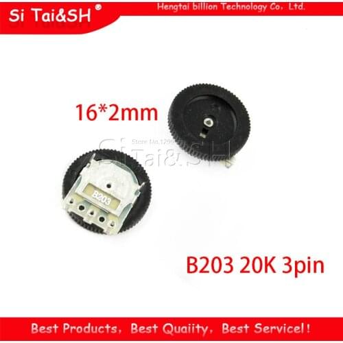 5pcs Gear tuning potentiometer B203 20K 3pin 16*2mm Dial Potentiometer