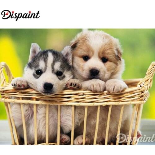Dispaint Full Square/Round Drill 5D DIY Diamond Painting "Animal dog scenery" Embroidery Cross Stitch 5D Home Decor A10096
