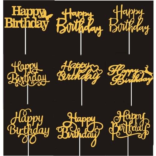 10pcs Gittler Happy Birthday Cake Topper Bling Sparkle Decoration Sign Happy Birthday Cake Topper Girl`s Birthday Dessert Decor