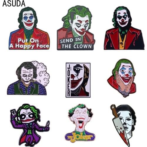 Joker brooch and enamel pins Men and women fashion jewelry gifts anime movie novel lapel badges