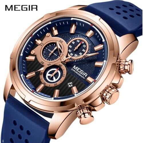 MEGIR Brand Mens Analog Quartz Wrist Watch Men Luxury Fashion Sport Watches Casual Silicone Waterproof Watch Male Clock 2020