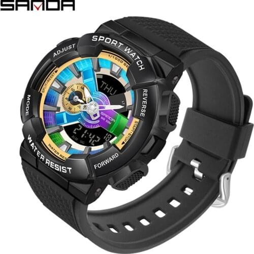 Fashion Trend Mens Watch Personality Raising Hand Lamp Multiple Functions Dual Display Digital Student Electronic Wristwatch