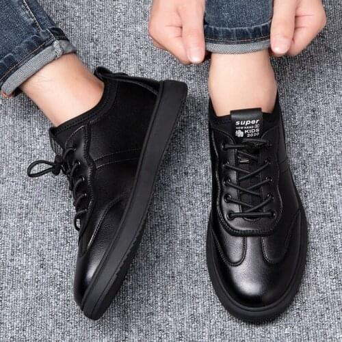 Black Mens Shoes Outdoor Sports Shoes Breathable Leather Dad Shoes Mens Casual Leather Shoes Loafers