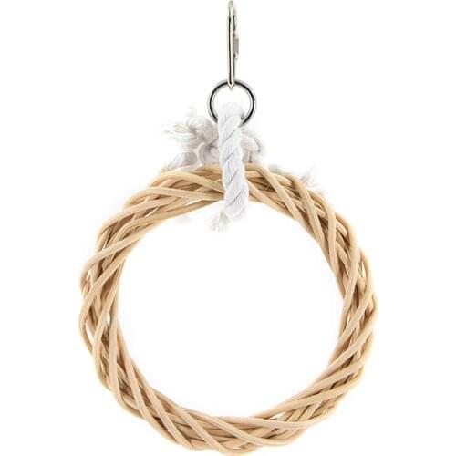 Wooden Bird Swings Toys Pet Climbing Chewing Hanging with Cotton Rope for Small Parrots Parakeets Cockatiels Lovebirds Finches