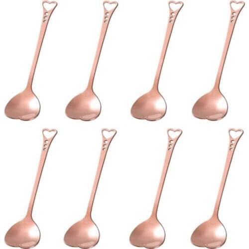Dessert Spoon Creative Cute Heart Shaped Espresso Spoons Kitchen Accessory for Cake Tea Sugar Ice Cream Fruit 8 Pack