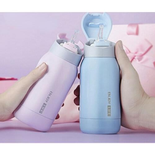 Thermos Mug with Straws for Adults, Men, Women, Children, Children Like Students, Korean Version, Small Capacity Car Water Cup