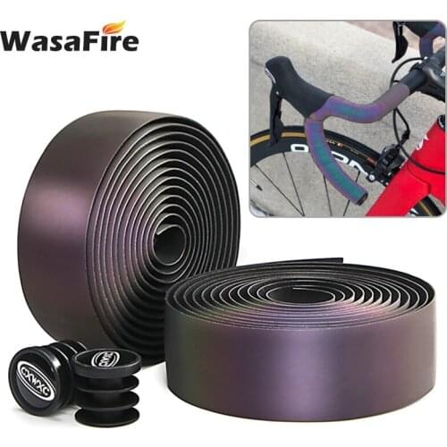 Bike Handlebar Photochromic Soft Tape Road Bicycle Handlebar Tape Anti-slip Shock Absorption Cycling Wrap End Plug Accessories