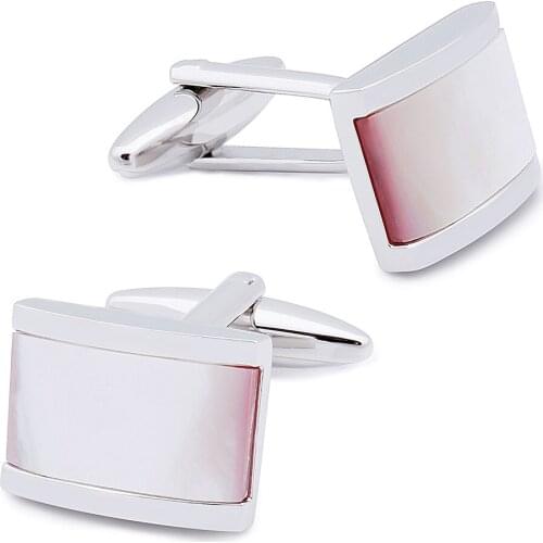 HAWSON Pink Stone Cufflinks with Free Gift Box Mother Of Pearl Cuff Link Wedding Man Suit Button