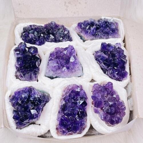 8/Set Natural Uruguayan Amethyst Cluster Deep Violet Block Irregular Stone For Home Decor