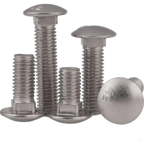 Carriage Bolts 304 Stainless Steel Cup Square Bolt Carriage Bolts Coach Bolt Screws GB12 Length 12mm-100mm M6 M8 M10 M12
