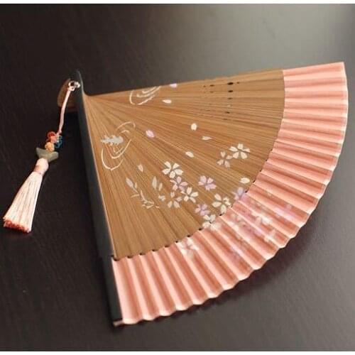 Edo period Japanese fan Kimono fan Ancient Geisha Fold fan Women Wooden