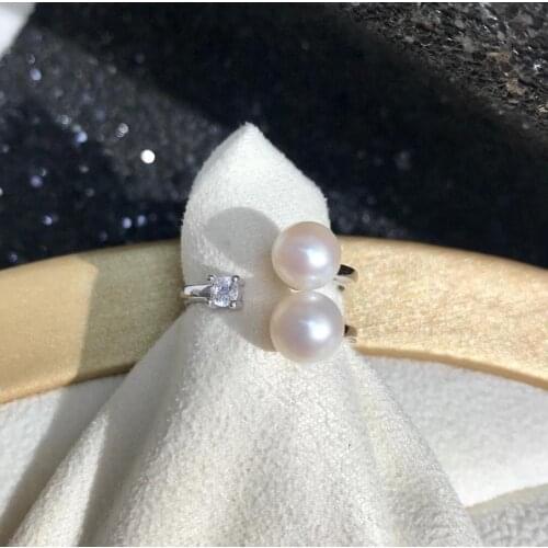 TWO PEARL 925 Sterling Silver Adjustable Ring Settings Findings Mountings Parts for Pearl Corals Jade Crystal, 5pcs/lot