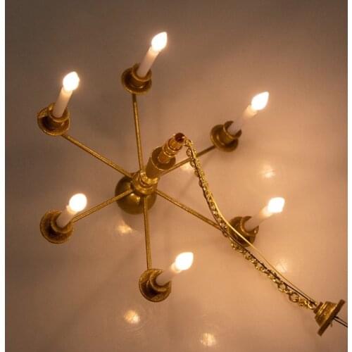 97BC Scaled Model Light Gift for Girls Dollhouse Furniture Vintage Miniature Ceiling Lamp Interactive Building Model DIY Kit