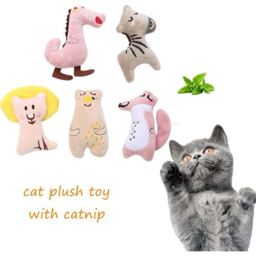 Cute Plush Toy With Catnip Cat Dog Toy Self-excited Puppet Plush Toys Interactive Plush Animals Modeling Pet Toys Cat Supplies