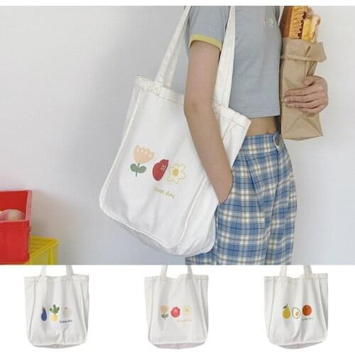 Cute Women Woolen Shoulder Bag Simple Canvas Handbag Tote Books Bags Soft Cloth Fabric Large Capacity Shopping Bag For Ladies