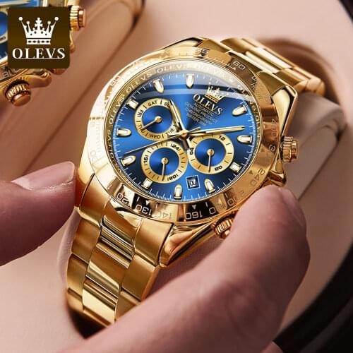 OLEVS New Classic Brand Mens Automatic Luxury Mechanical Watch Waterproof 30M Stainless Steel Green Mens Automatic Watch 6638