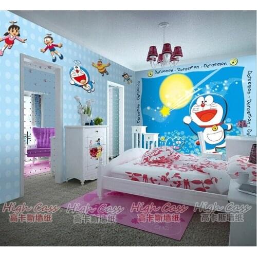 Jingle cats Doraemon cartoon large mural themed restaurant children bedroom background wallpaper Custom sizes