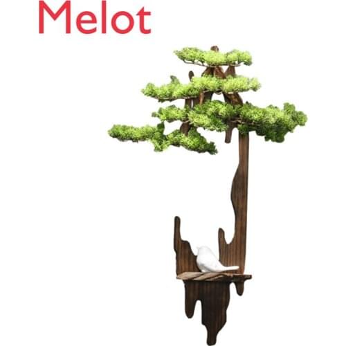 New Chinese Style Sofa Background Wall Decorations Living Room Entrance Simulation Solid Wood Welcome Pine Wall Hanging