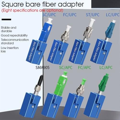 New Blue Optic Fiber Connector FC SC ST Square Bare Adapter Flange Temporary succeeded OTDR Test Coupler Free Shipping