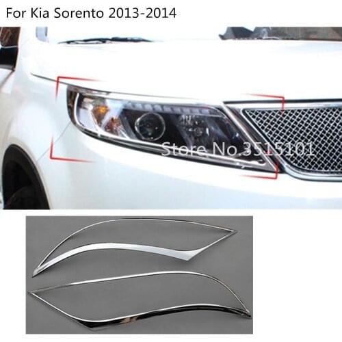 Car Cover Detector ABS Chrome Front Head Light Lamp Trim Frame 2pcs Accessories Fit 2pcs For Kia Sorento 2013 2014