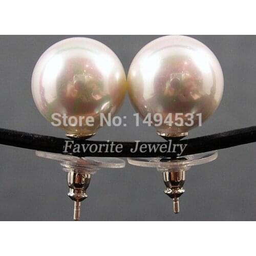 Wholesale Pearl Jewelry - AAA 12-12.5MM White Color Mother - Of - Pearl Stud Earring Set - Free Shipping