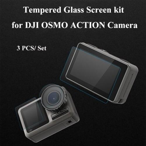 PATCHSKY 2 set Tempered Glass Screen for DJI OSMO Action Camera Accessories 3pcs/lot Lens Protectors Film kit