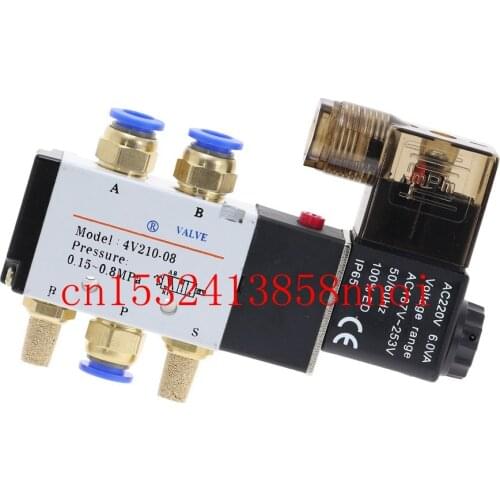 Pneumatic Electric Solenoid Valve 5 Way 2 Position Control Air Gas Magnetic Valve 12V 24V 220V Coil Volt 4mm-12mm Hose Fittings