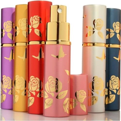 Luxury 10ml Glass Perfume Bottle Empty Aluminium Refillable Bottle Portable Metal Spray Atomizer 6Colors
