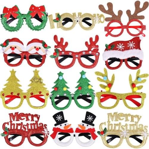 Christmas Decorations 2020 christmas glasses Frame Adult Kids Gift Santa Snowman Glasses Christmas Xmas Decor 2021 New Year Noel