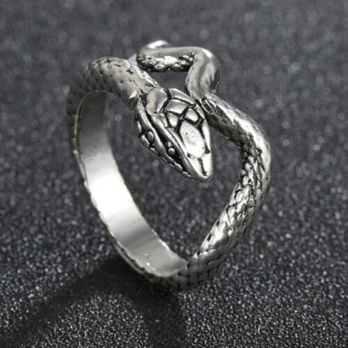 Silver Plated Retro Snake Rings for Men Punk Gothic Creative Woman Ring Women Hip Hop Band Jewelry Charm Gift