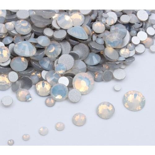 Super Shiny Nail art Rhinestones SS3-SS30 1200pcs White Opal Mix size 3D Hot-Fix FlatBack Nail Art Decorations Free shipping
