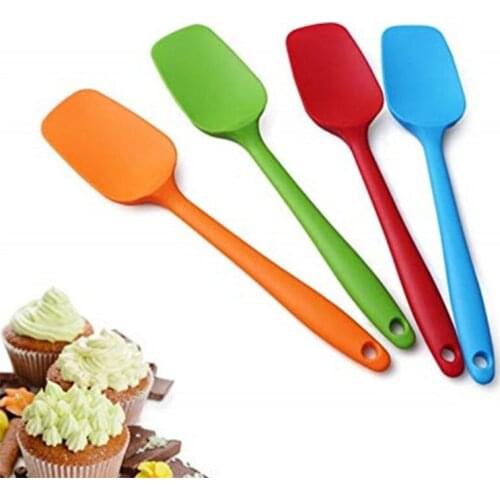 Heat Resistant Silicone Spoon Spatula Kitchen Bakeware Utensil Handle Scraper Stirring Scooping Mixing Cookware Cake Decor Tools