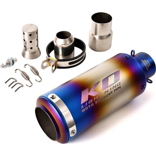 Universal 38-60.5 mm Exhaust Muffler Pipe Motorcycle Tail Escape No DB Killer Street Bike ATV Exhaust Tips Stainless Steel Blue